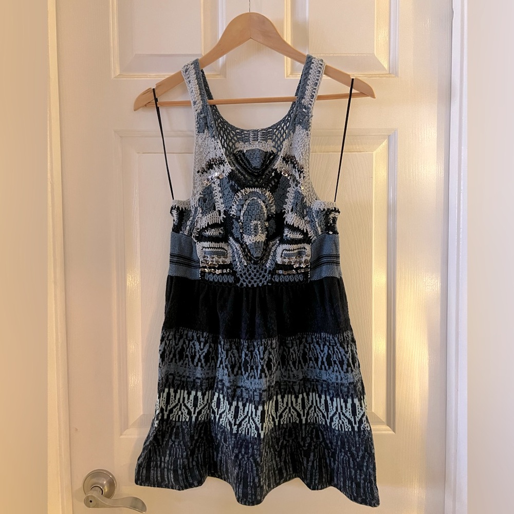 Free People boho beaded crochet dress